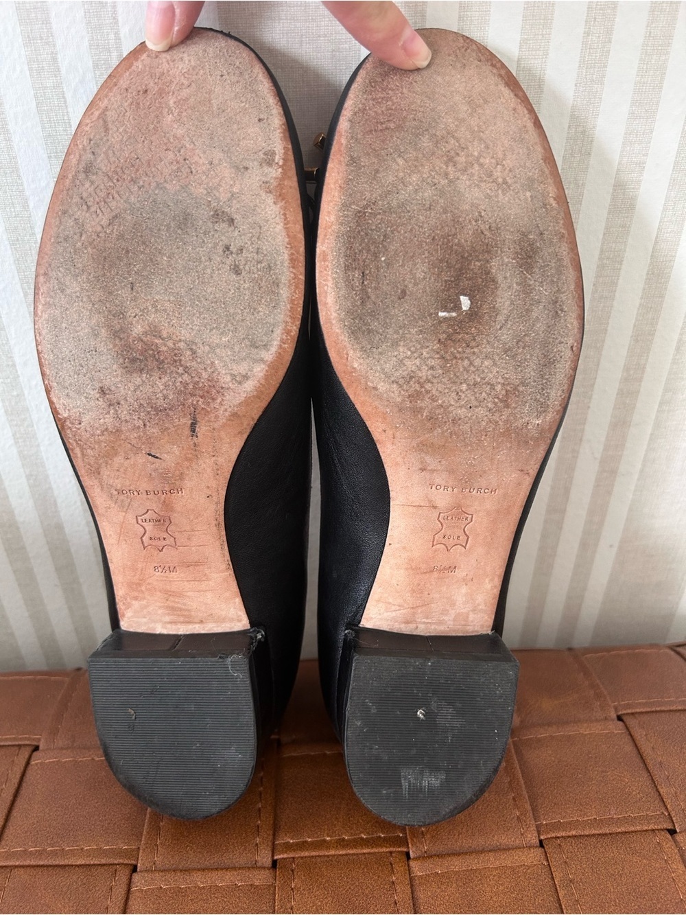 TORY BURCH Brooke Bow 25MM  Black Ballet Nappa Leather Heels Women’s Size 8.5 - Picture 8 of 11